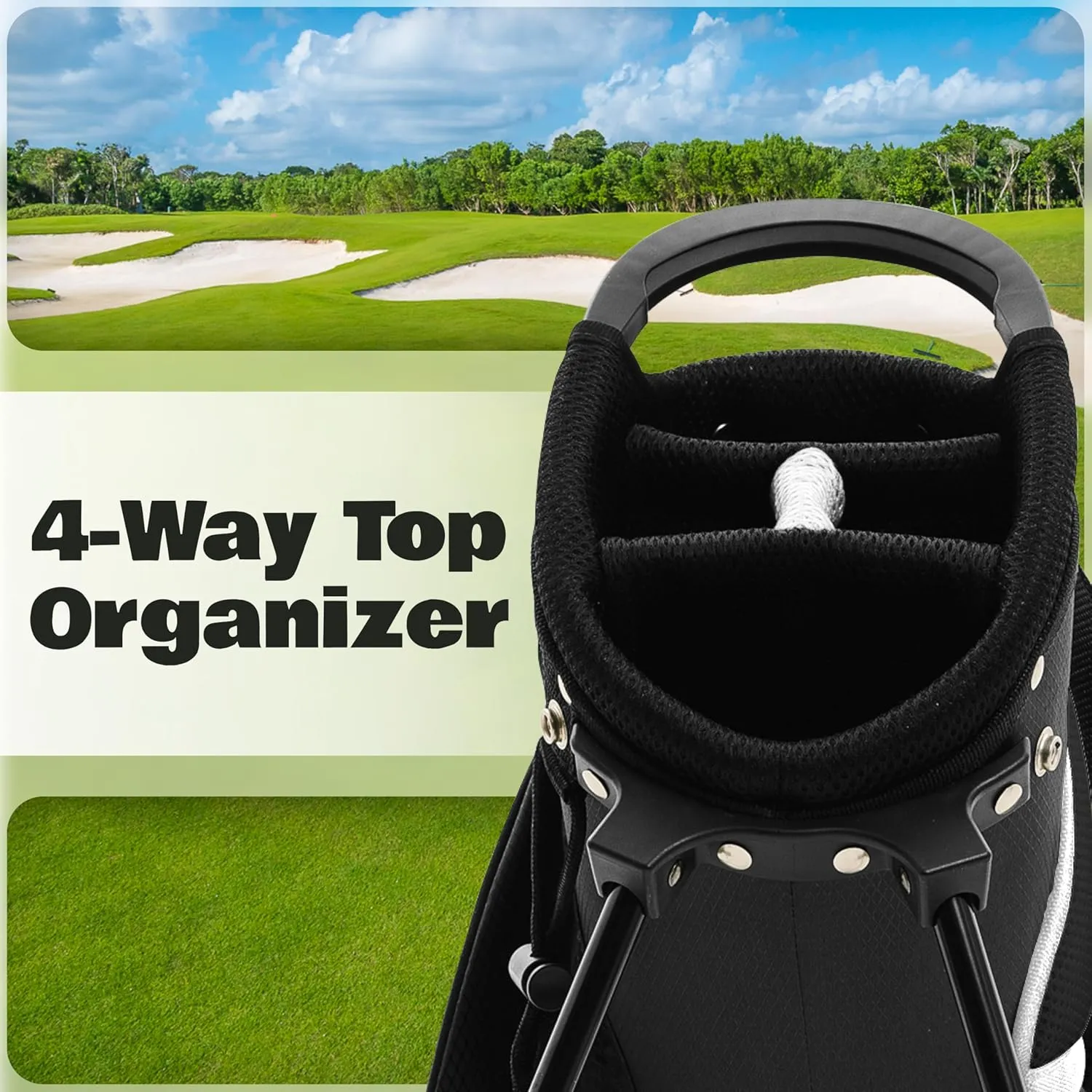 Ultra-Lite Golf Stand Bag - 3 Lbs, 4 Way Divider Portable Golf Carry Bag, Golf Club Bag with Rain Hood, Water-Repellent Golf Travel Case - Golf Gifts for Men and Women