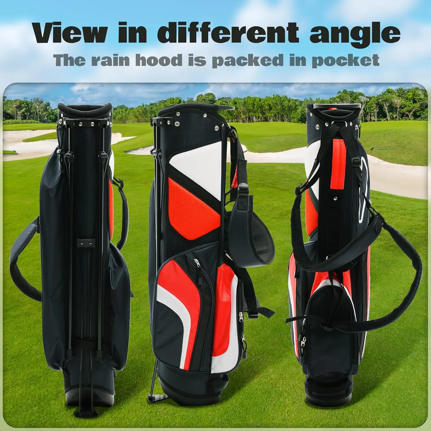 Ultra-Lite Golf Stand Bag - 3 Lbs, 4 Way Divider Portable Golf Carry Bag, Golf Club Bag with Rain Hood, Water-Repellent Golf Travel Case - Golf Gifts for Men and Women