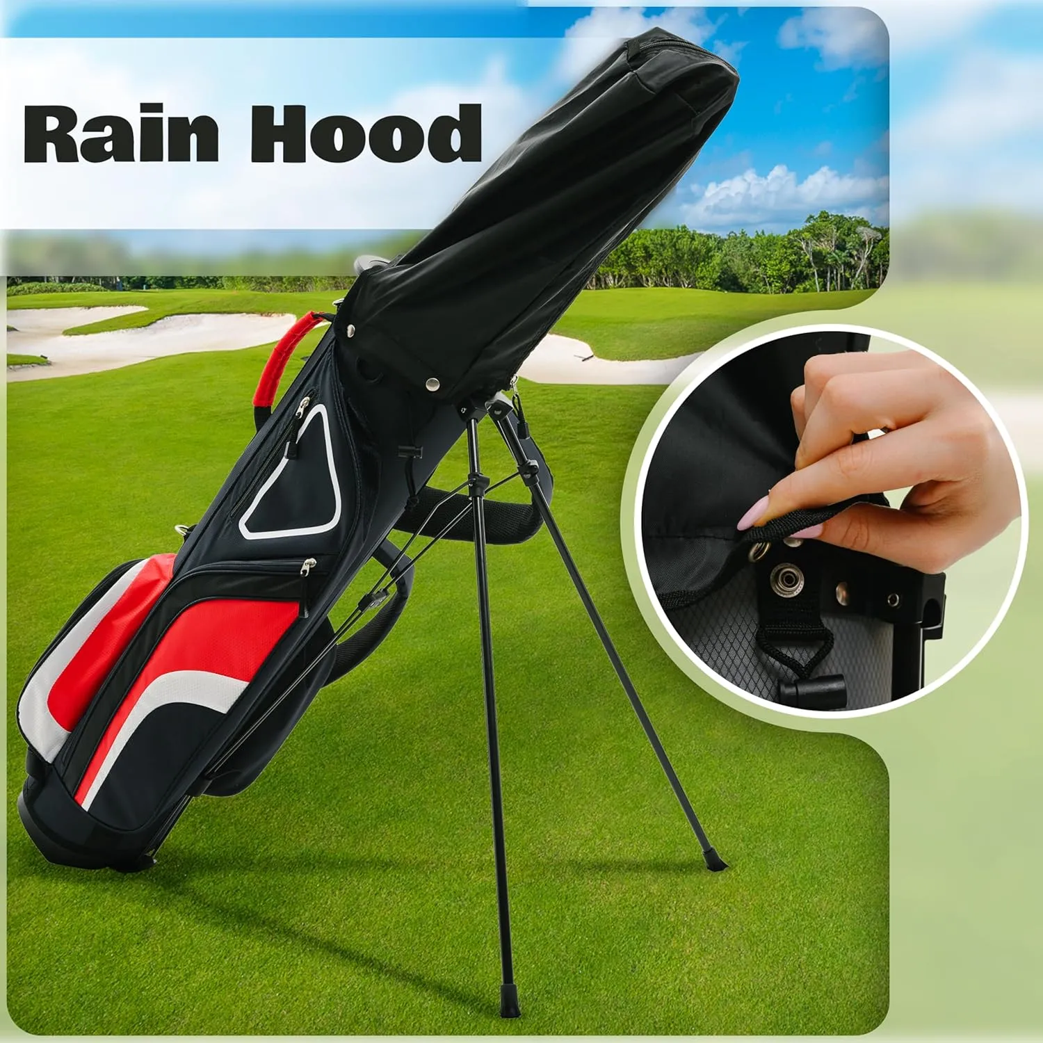Ultra-Lite Golf Stand Bag - 3 Lbs, 4 Way Divider Portable Golf Carry Bag, Golf Club Bag with Rain Hood, Water-Repellent Golf Travel Case - Golf Gifts for Men and Women