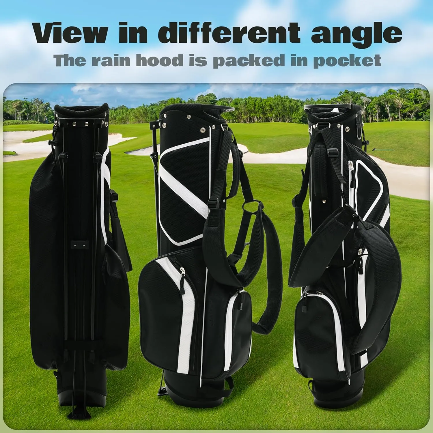 Ultra-Lite Golf Stand Bag - 3 Lbs, 4 Way Divider Portable Golf Carry Bag, Golf Club Bag with Rain Hood, Water-Repellent Golf Travel Case - Golf Gifts for Men and Women