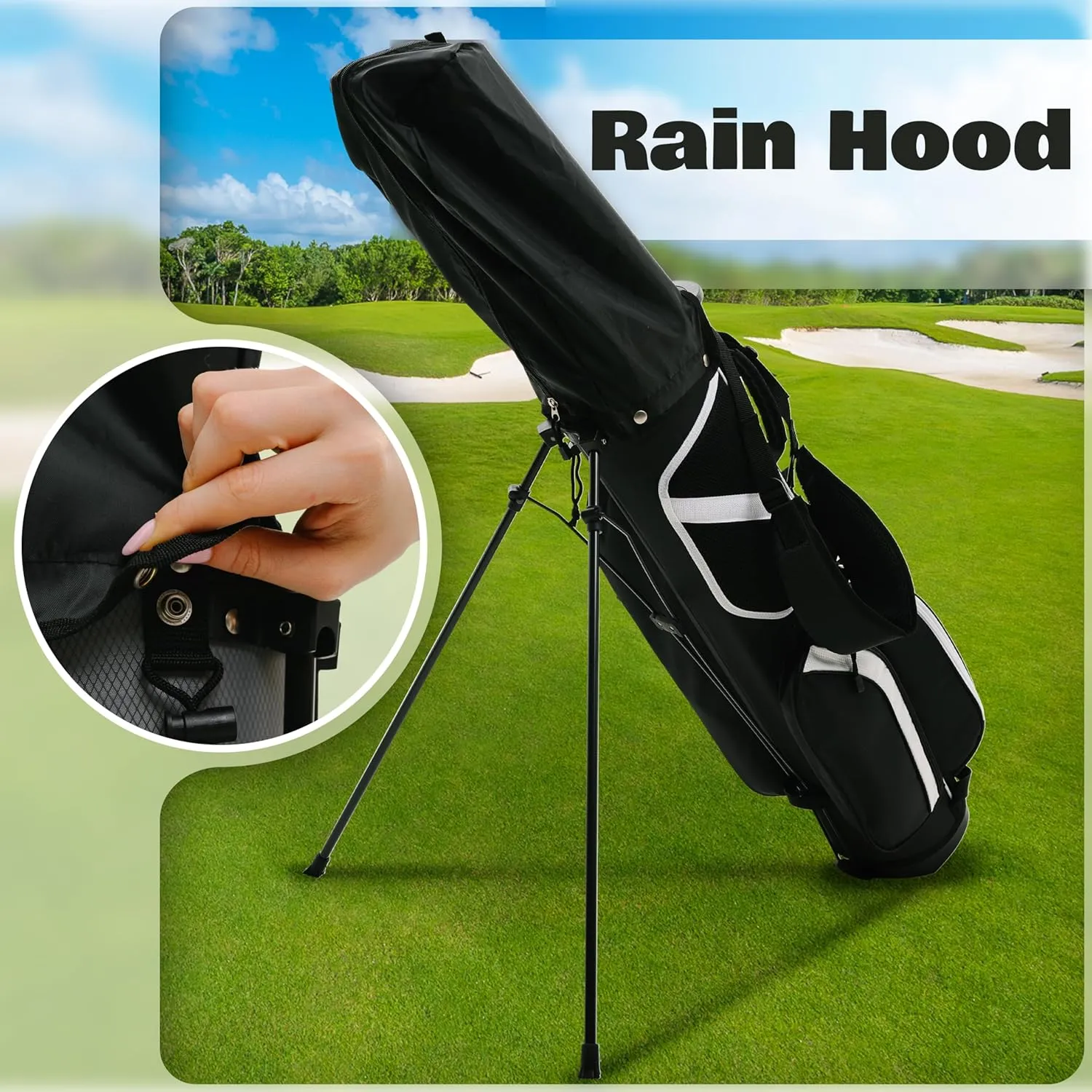 Ultra-Lite Golf Stand Bag - 3 Lbs, 4 Way Divider Portable Golf Carry Bag, Golf Club Bag with Rain Hood, Water-Repellent Golf Travel Case - Golf Gifts for Men and Women