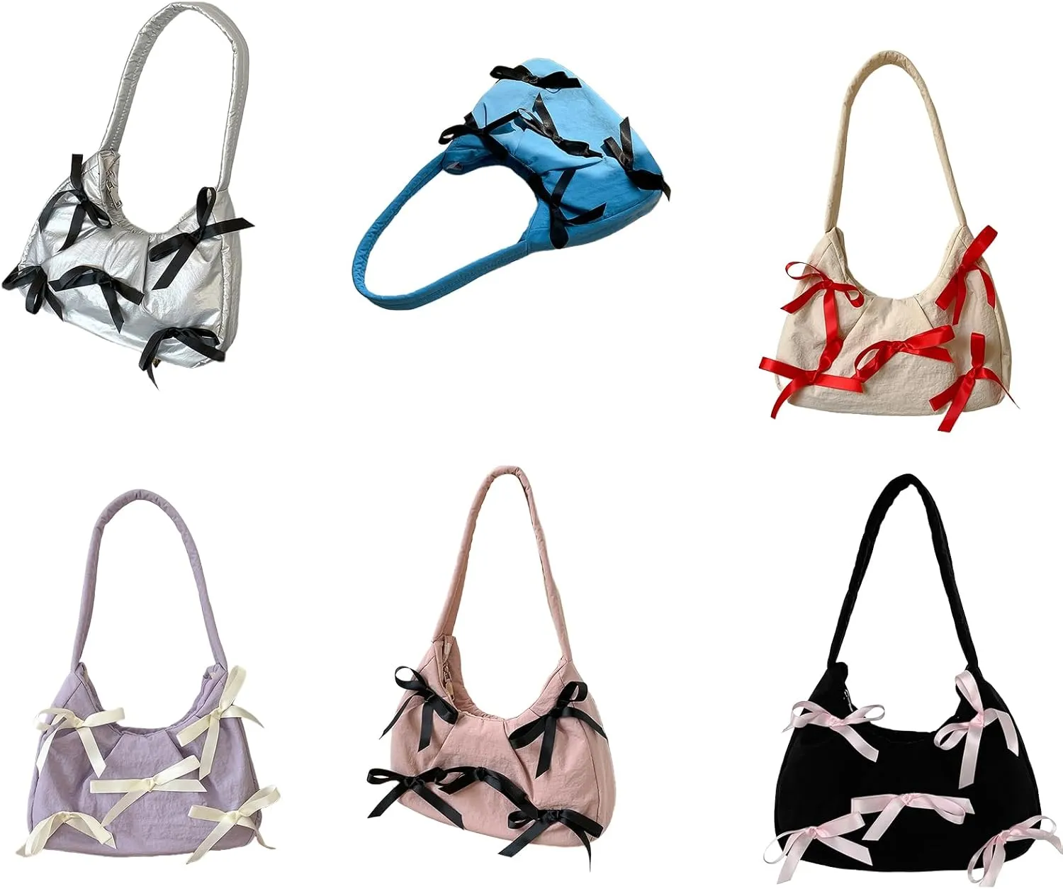 Underarm Bag with Cute Bow Detail Nylon Shoulder Bag Casual Armpit Purse Handbag Perfect for Everyday Use