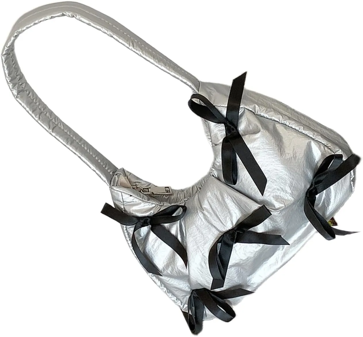 Underarm Bag with Cute Bow Detail Nylon Shoulder Bag Casual Armpit Purse Handbag Perfect for Everyday Use