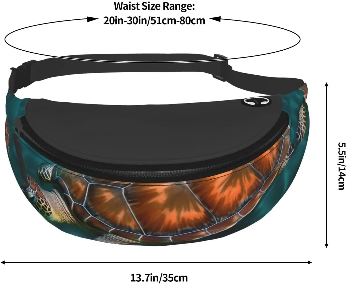 Underwater Turtle Fanny Pack for Man Women Waist Bag Adjustable Belt Casual Chest Bag Bum Bags for Travel Sports Running Hiking Waist Packs