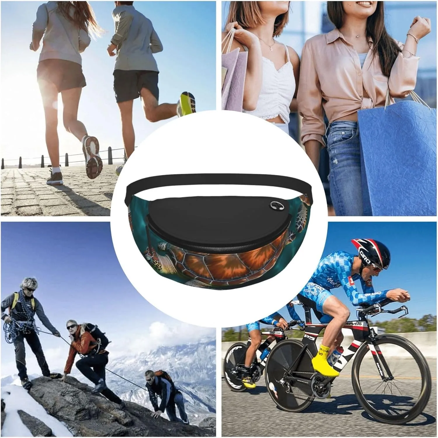 Underwater Turtle Fanny Pack for Man Women Waist Bag Adjustable Belt Casual Chest Bag Bum Bags for Travel Sports Running Hiking Waist Packs