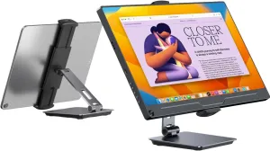 UPERFECT 5.9''-17.3'' Portable Monitor Stand, Adjustable 360° Swivel Bracket, 180° Tiltable Clamp, Heavy Duty Aluminum Stand for Pad/Tablet