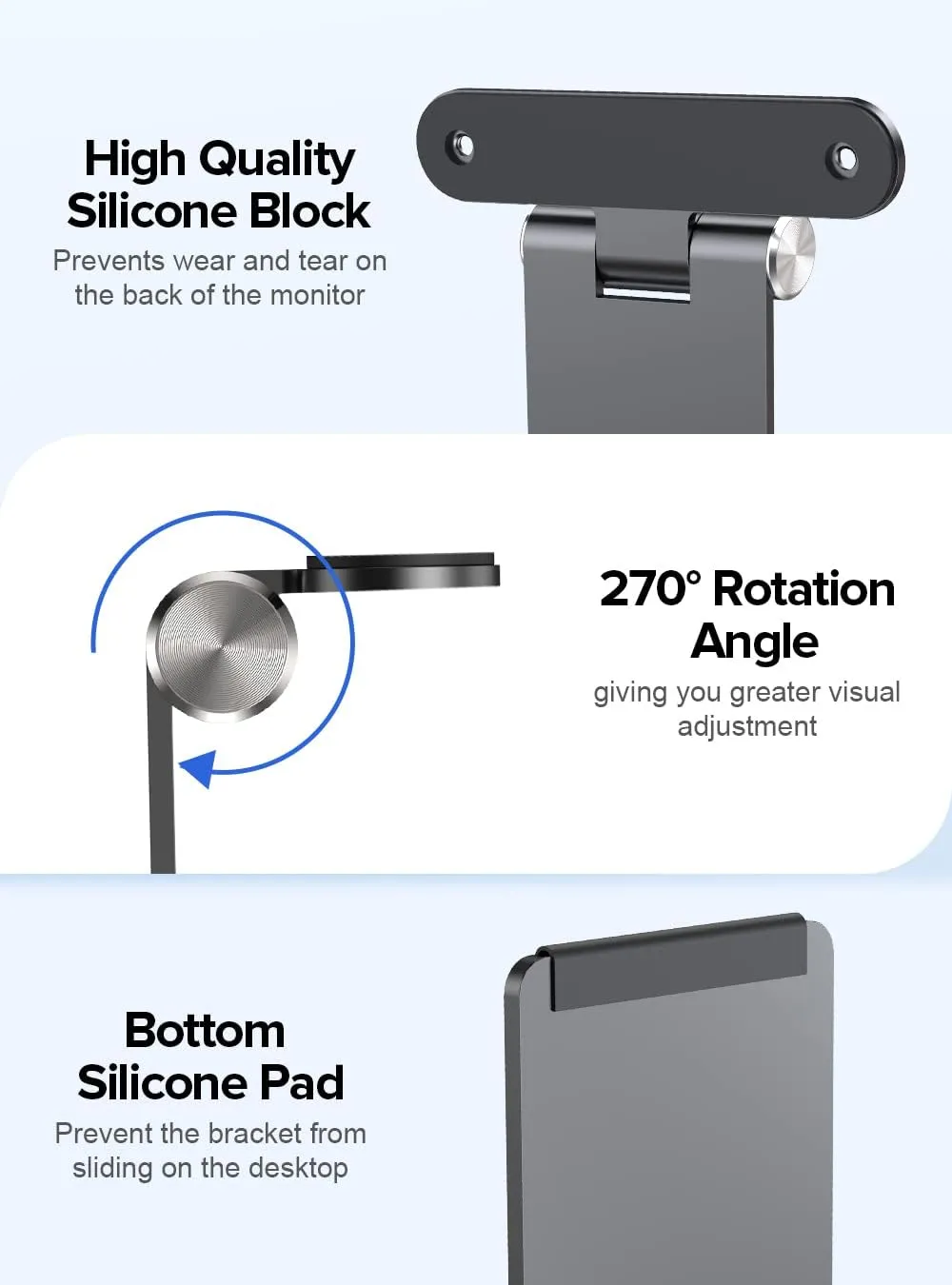 UPERFECT Portable Monitor Stand with Hand Screw, 7 to 18.5 inch Freestanding Desk Mount with Swivel/Tilt/Rotation, Fits Monitor with M3/M4*75MM VESA