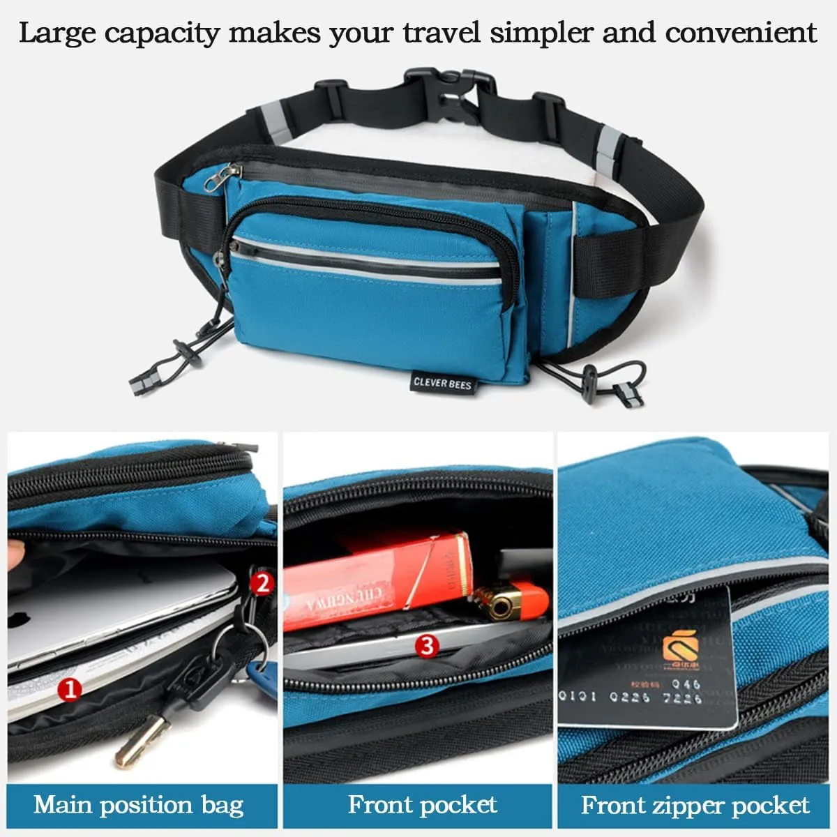Upgraded Running Water Bottle for Men Women,Waterproof Utility Belt with Water Bottle Holder,Hydration Belt Pouch with Reflective for Running Hiking Cycling Climbing and for Phone(Blue2)