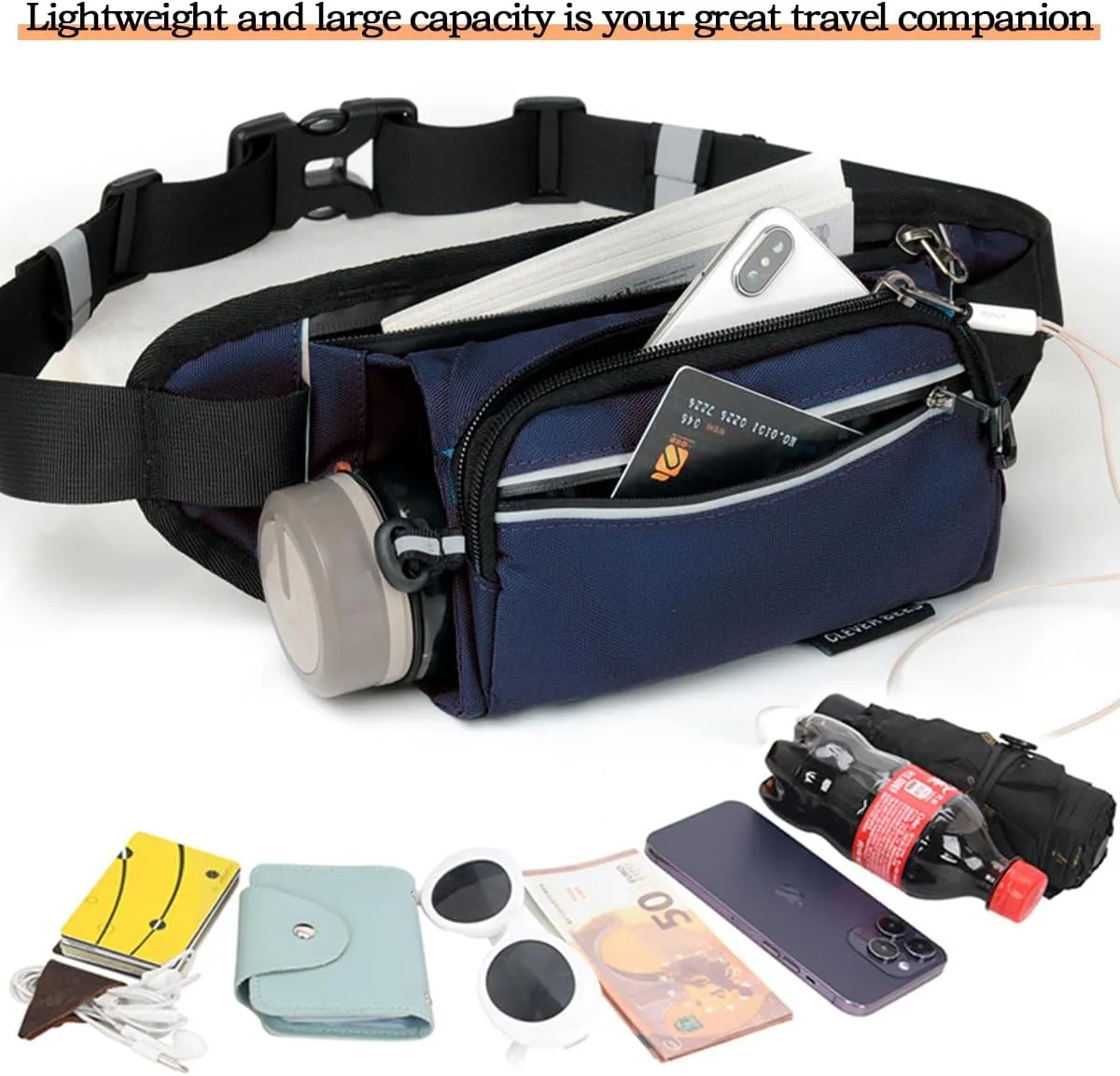 Upgraded Running Water Bottle for Men Women,Waterproof Utility Belt with Water Bottle Holder,Hydration Belt Pouch with Reflective for Running Hiking Cycling Climbing and for Phone(Blue2)