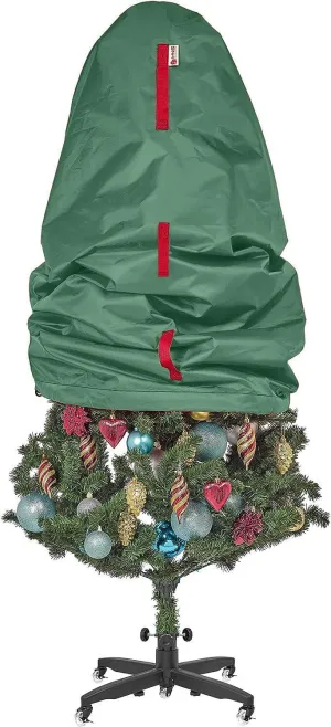 Upright Christmas Tree Storage Bag - Holiday Cover for 5 ft Trees or Topiary - Durable, Lightweight, Convenient, Vertical Xmas Storage (Green)