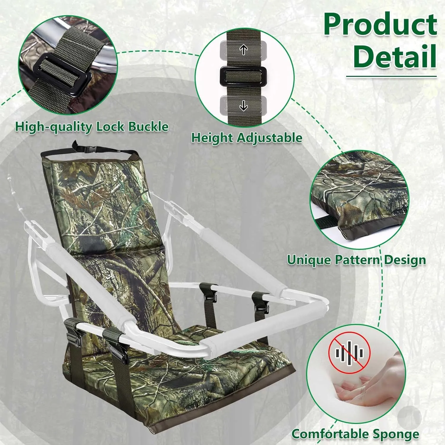 UQM Tree Stand Seat Replacement, Adjustable Treestand Seats for Hunting, Comfortable Hunting Tree Seat Fits Climber Deer Tree Stands