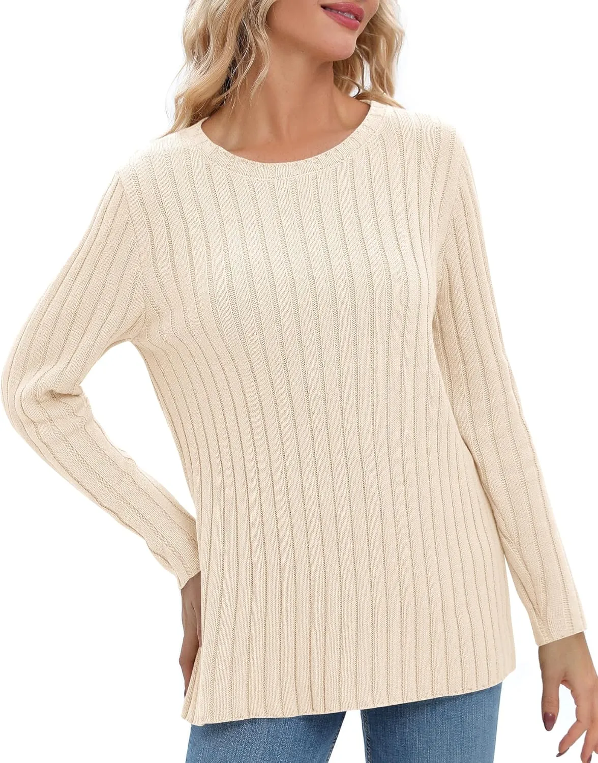 Urban CoCo Women's Lightweight Crewneck Pullover Sweaters Long Sleeve 2024 Fall Knitted Sweater Tops