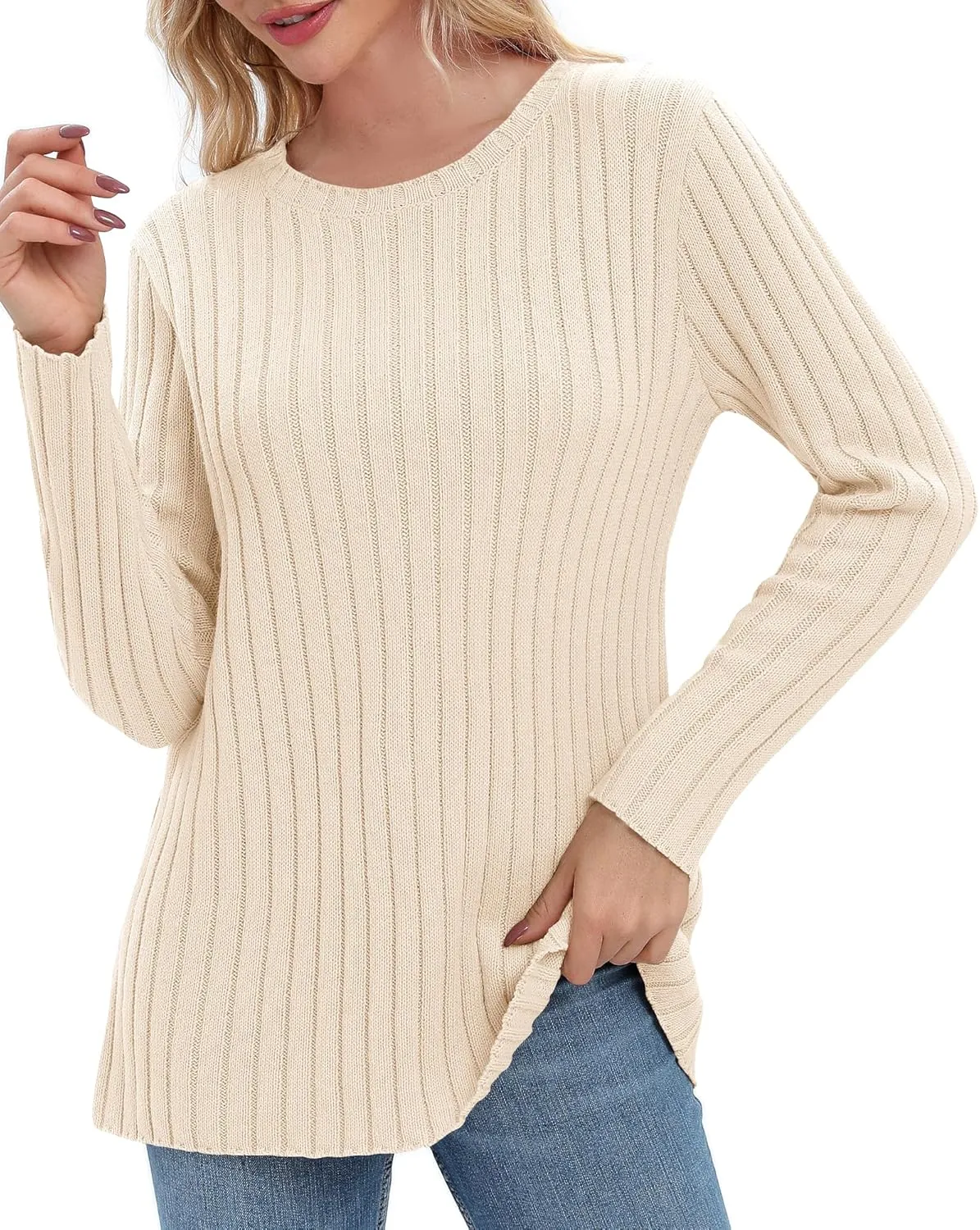Urban CoCo Women's Lightweight Crewneck Pullover Sweaters Long Sleeve 2024 Fall Knitted Sweater Tops