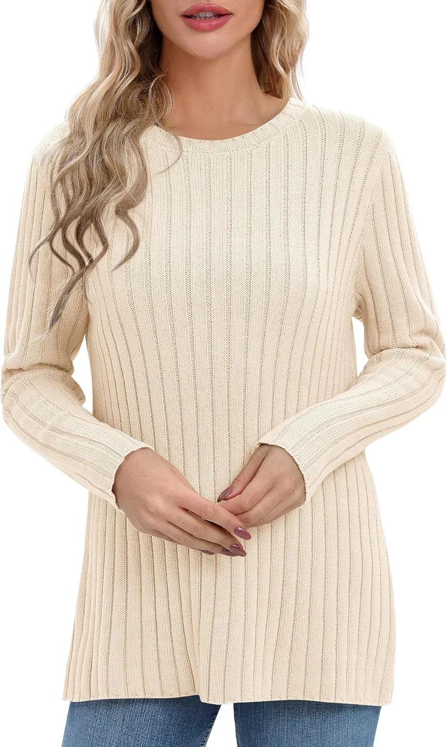 Urban CoCo Women's Lightweight Crewneck Pullover Sweaters Long Sleeve 2024 Fall Knitted Sweater Tops