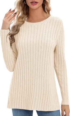 Urban CoCo Women's Lightweight Crewneck Pullover Sweaters Long Sleeve 2024 Fall Knitted Sweater Tops