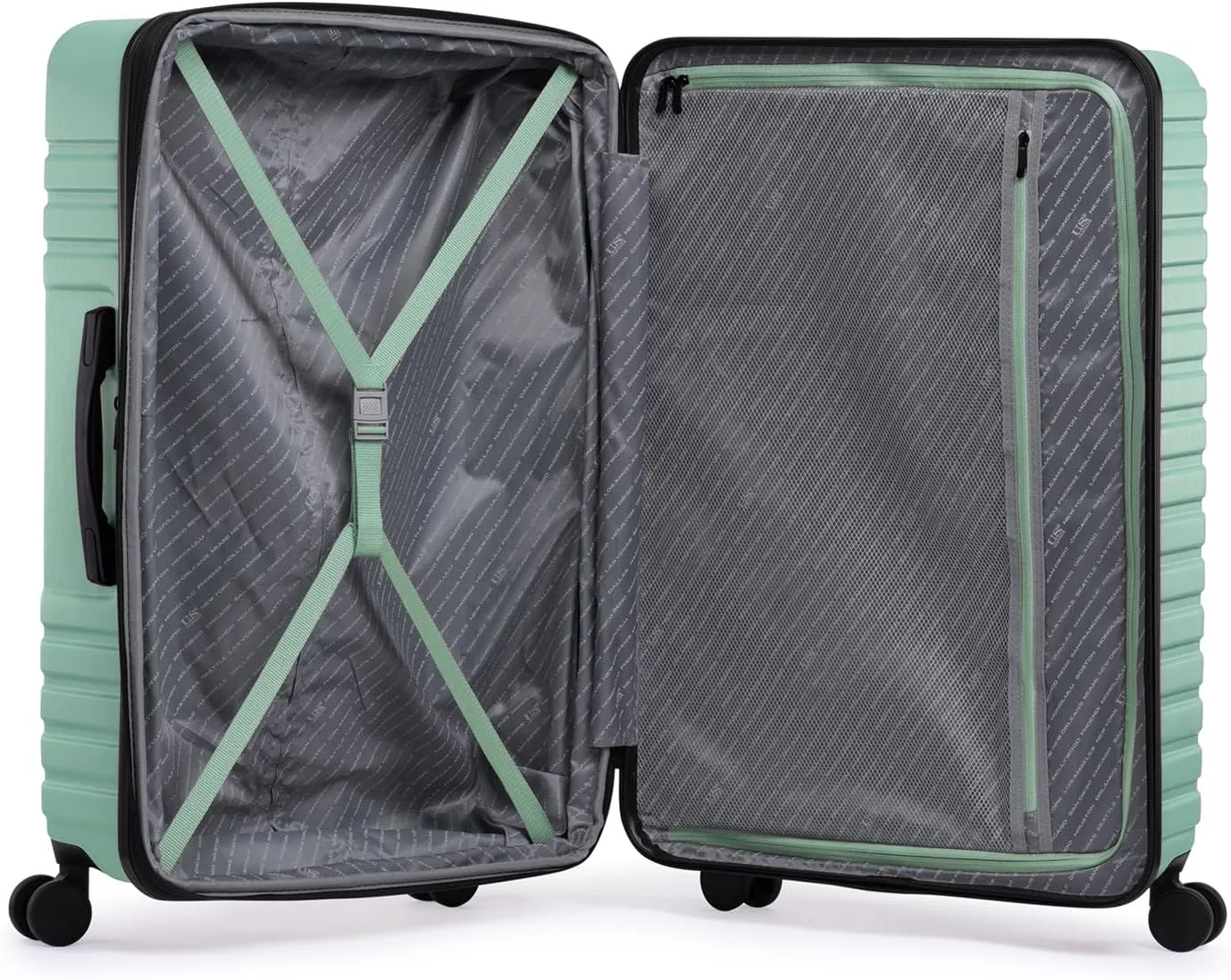 U.S. Traveler Boren Polycarbonate Hardside Rugged Travel Suitcase Luggage with 8 Spinner Wheels, Aluminum Handle, Mint, Checked-Large 30-Inch