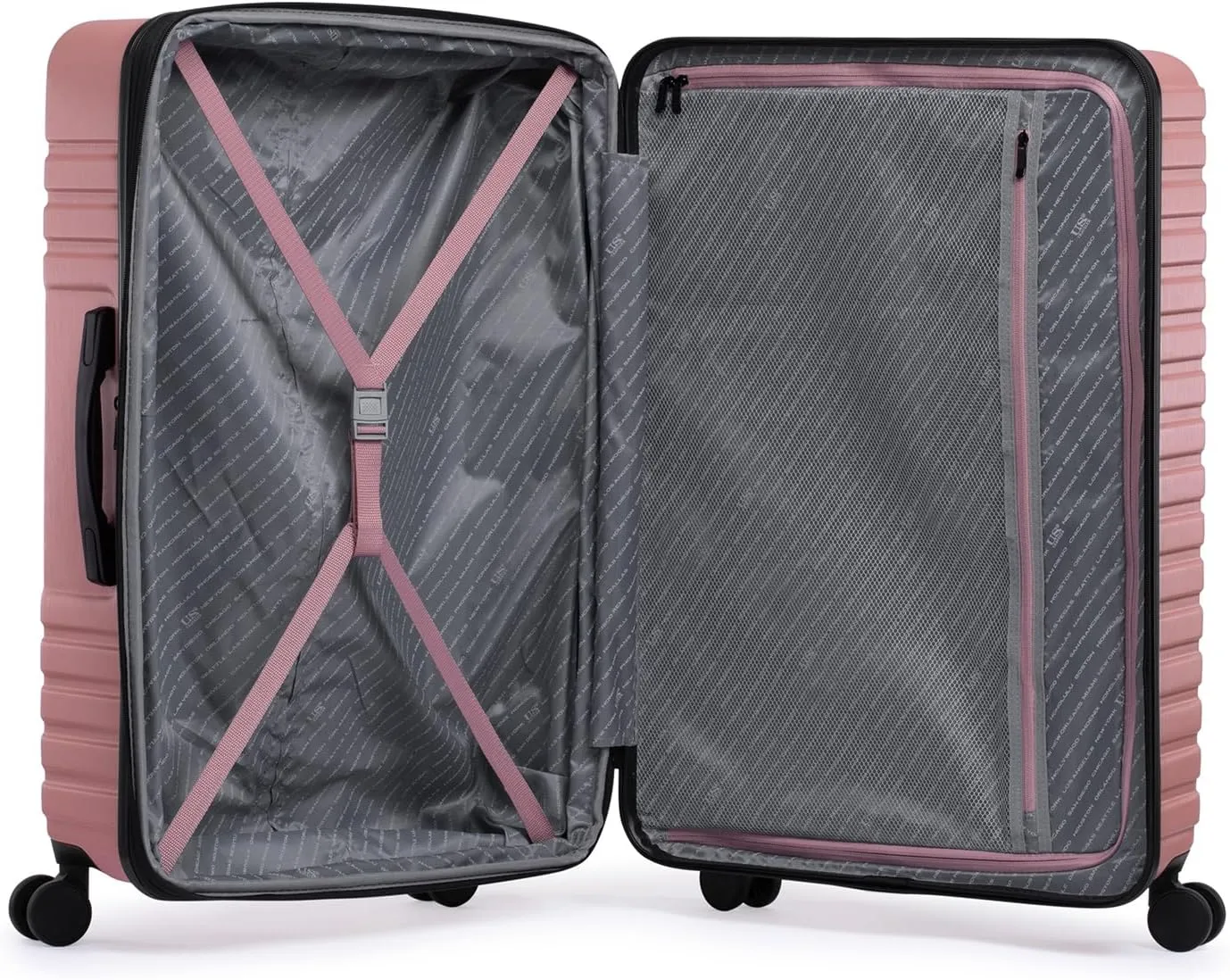 U.S. Traveler Boren Polycarbonate Hardside Rugged Travel Suitcase Luggage with 8 Spinner Wheels, Aluminum Handle, Pink, Checked-Large 30-Inch
