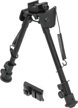 UTG Tactical OP Bipod, Rubber Feet, Center Height 8.3"-12.7", Black