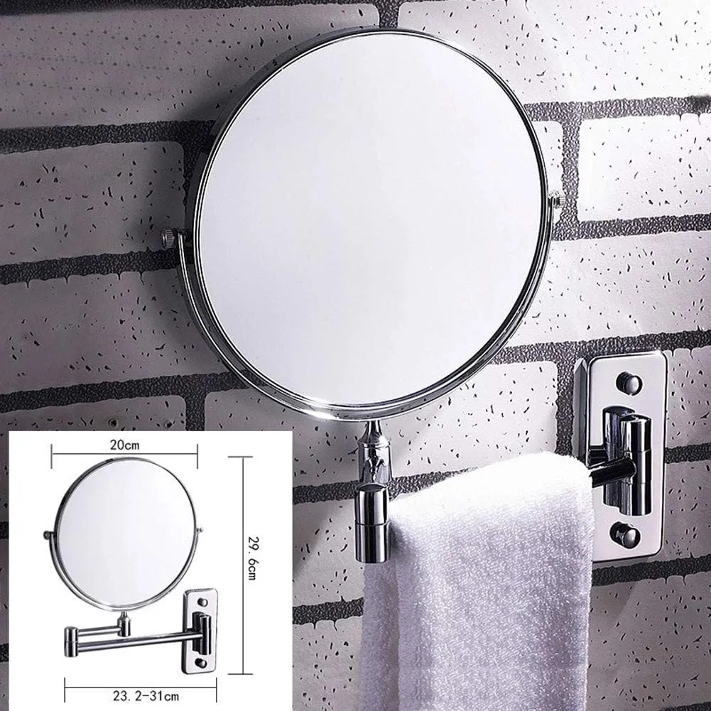 Vanity Mirror Bathroom Vanity MirrorBathroom Shaving Mirror Wall Mounted Cosmetic Mirror 3X/1X Magnification Makeup mirror 360° Free Rotation for Beauty Makeup/Bathroom Shaving with Drilling or wi