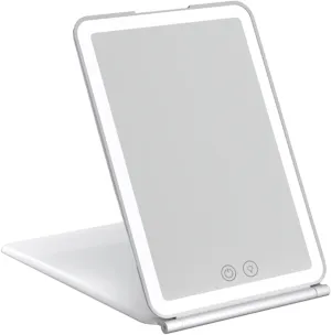 Vanity Mirror Compact LED Makeup Mirror with 3 Color Light Vanity Mirror with 80 LED Lights Foldable Travel Touch Screen Cosmetic Mirror (Color : Schwarz) (White)