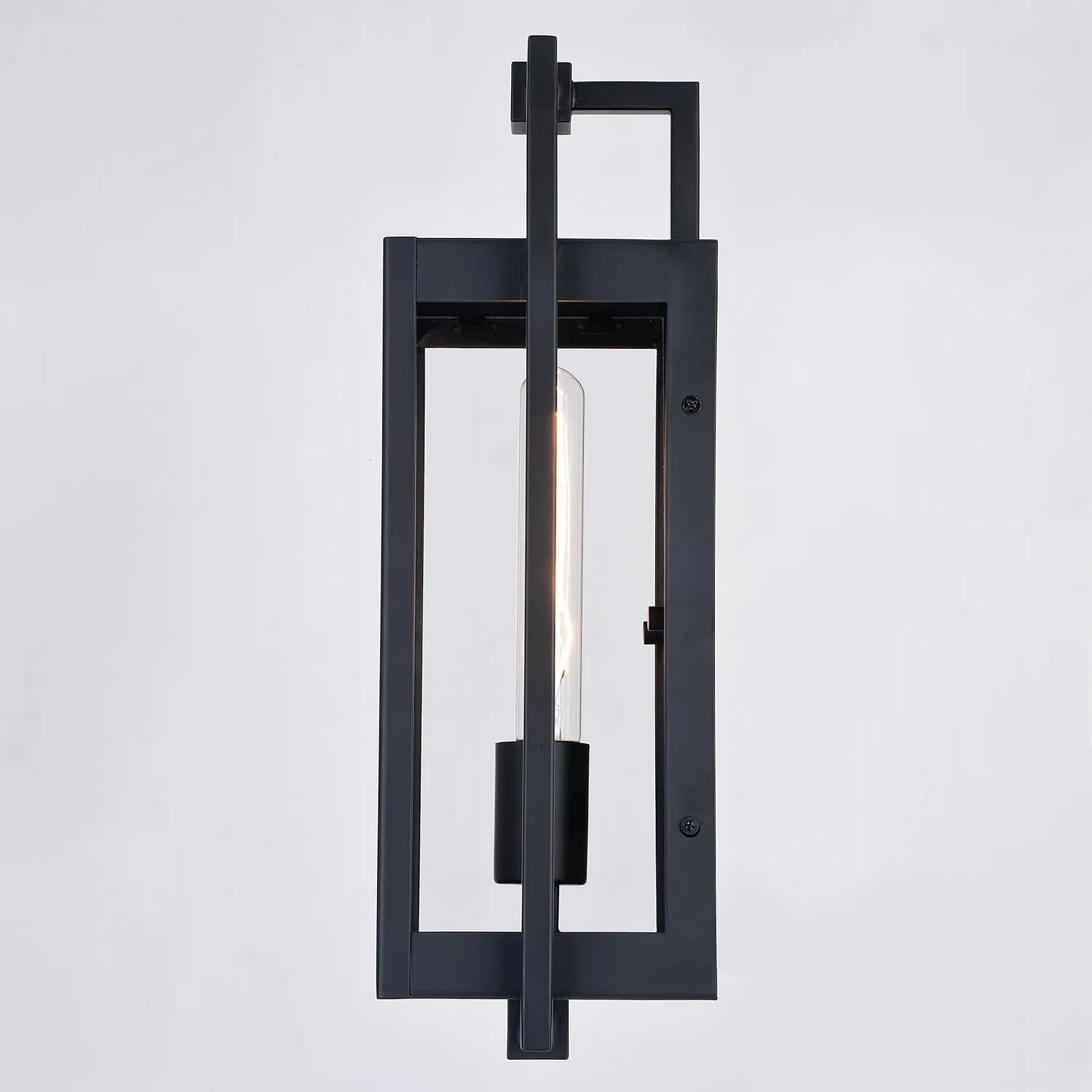 VAXCEL Sheridan 1 Light 16.25 in. H Matte Black Contemporary Indoor Outdoor Wall Lantern Fixture with Clear Glass
