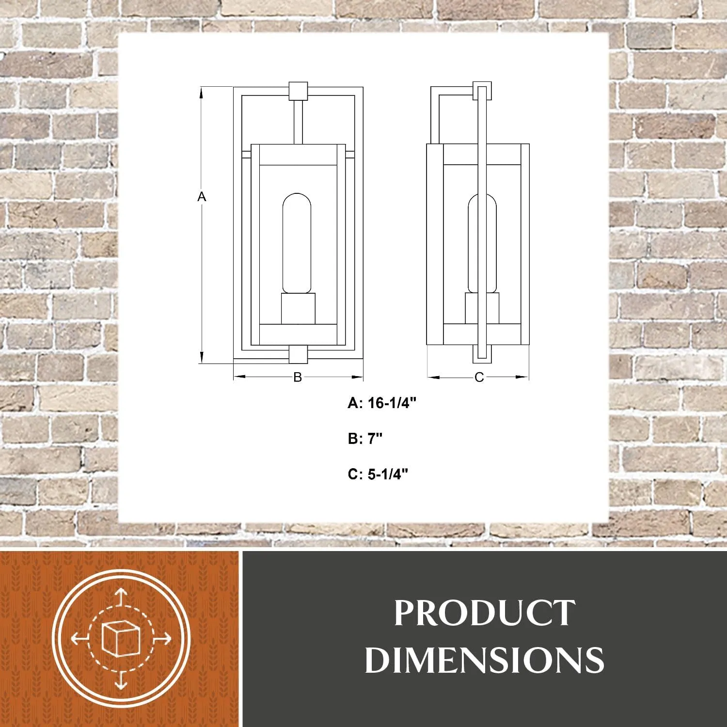 VAXCEL Sheridan 1 Light 16.25 in. H Matte Black Contemporary Indoor Outdoor Wall Lantern Fixture with Clear Glass