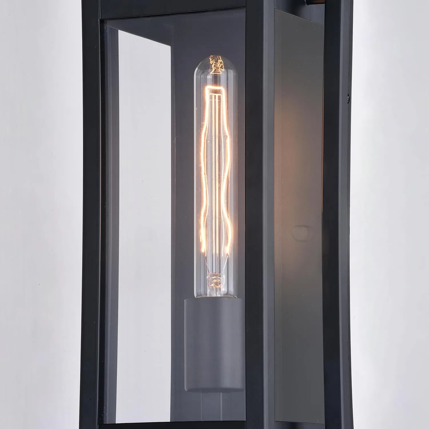 VAXCEL Sheridan 1 Light 16.25 in. H Matte Black Contemporary Indoor Outdoor Wall Lantern Fixture with Clear Glass