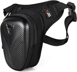 Vechkom Waterproof Thigh Bag Motorcycle Waist Drop Leg Bag for Men Big Capacity Waist Pack, Multifunctional Multi-Pocket Thigh Bag for Hiking Climbing Carbon Black