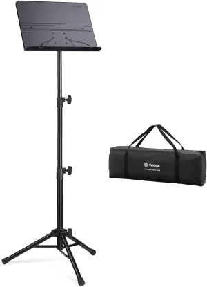 Vekkia 70 - inch Metal Professional Portable Sheet Music Stand — Folding Adjustable Holder, with Carrying Bag, Sturdy for Instrumental & Band Performances, Travel