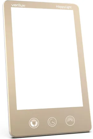 Verilux HappyLight Luxe - Light Therapy Lamp with 10,000 Lux, UV-Free, LED Bright White Light with Adjustable Brightness, Color, Countdown Timer, & Stand - Boost Mood, Sleep, Focus (Champagne Gold)