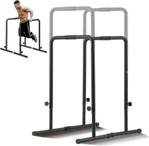VEVOR Dip Bars, 440 lbs Capacity, Heave Duty Dip Stand Station with Adjustable Height, Fitness Workout Dip Bar Station Stabilizer Parallette Push Up Stand, Parallel Bars for Strength Training Home Gym