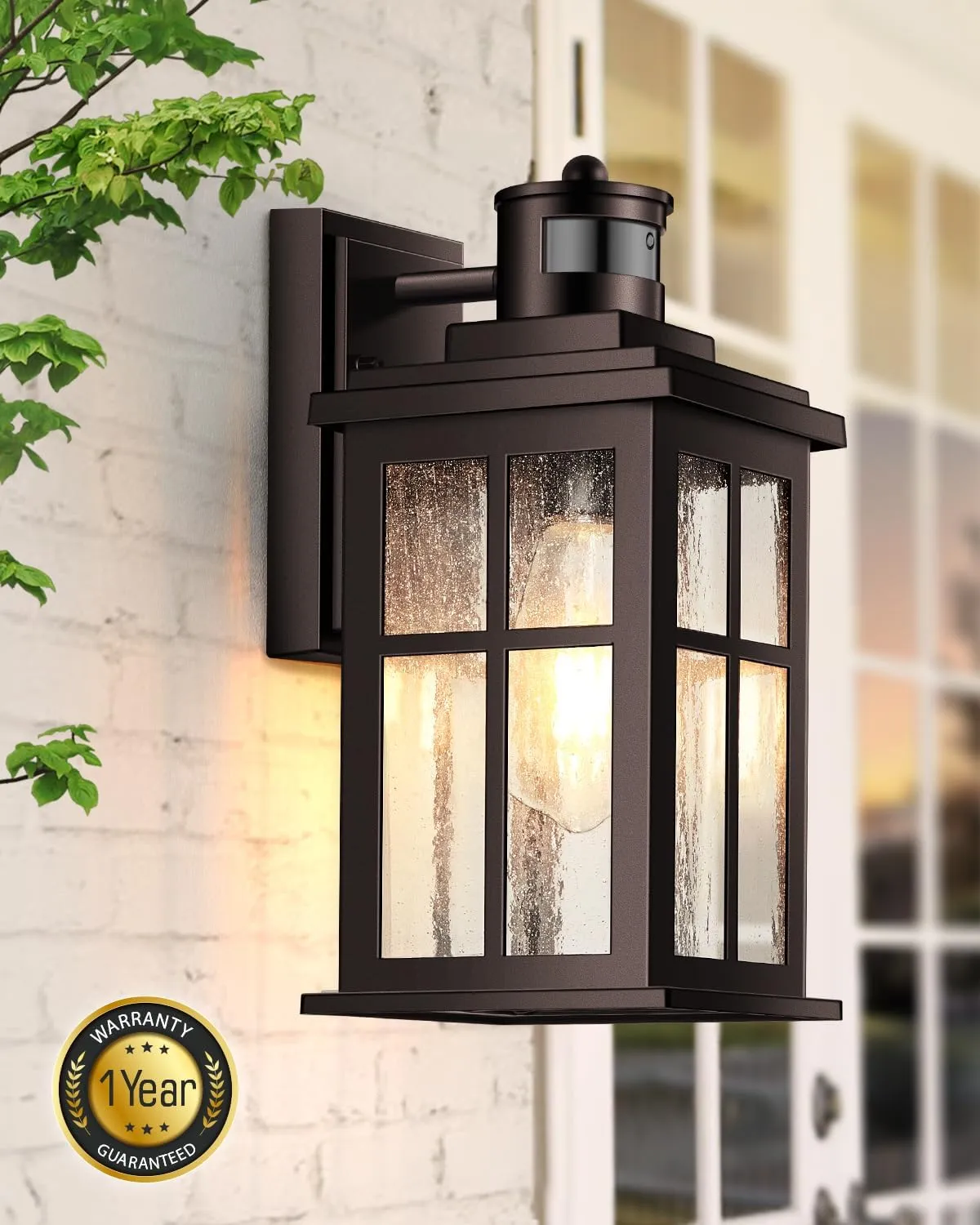 VIANIS Brown Motion Sensor Exterior Lighting Fixtures, Oil Rubbed Bronze Outdoor Garage Lights Wall Mount Sconce, Outdoor Wall Lantern for Garden, Patio, Front Door, Outside Porch Lights for House