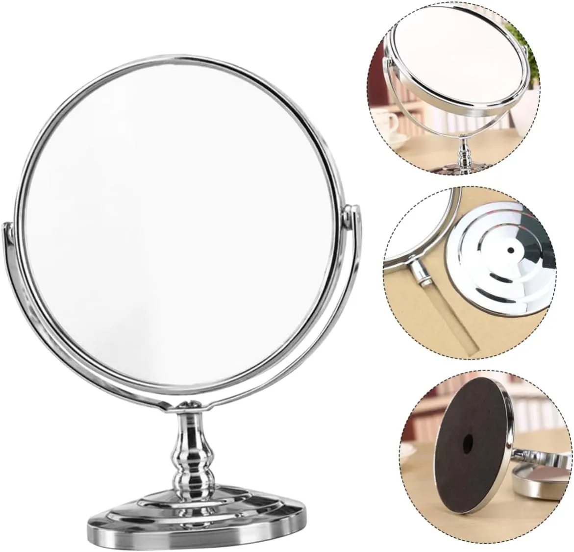 VICASKY Rotating Vanity Mirror Makeup Lighting Magnifying Desktop Stand for Easy Viewing
