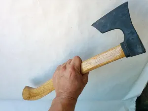 Viking Bearded Axe/Hatchet, 14 inches, 580 gr, Black, Alloy Steel, Wood Handle, Compact Size, Great for Camping or Backpacking