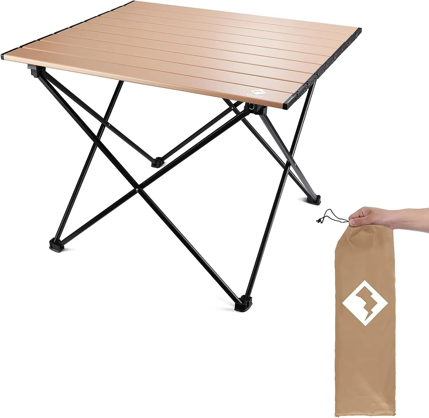 VILLEY Lightweight Aluminum Portable Camping Side Table