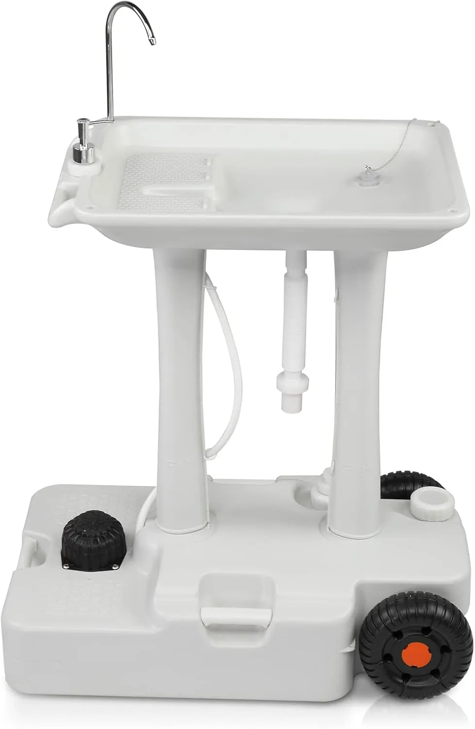 VINGLI 30L Upgraded Portable Sink| Rolling Hand Wash Basin Stand with Towel Holder & Soap Dispenser & Wheels, Perfect for Garden/Camping/Outdoor Events/Gatherings/Worksite/RV/Indoor, White