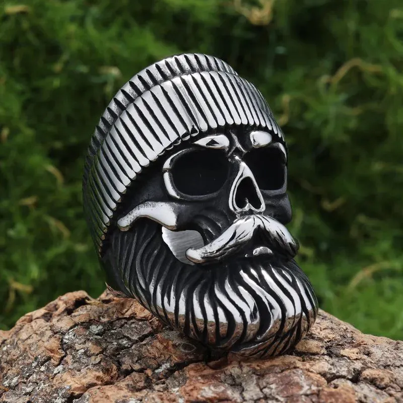 Vintage Hat Skull Stainless Steel Ring