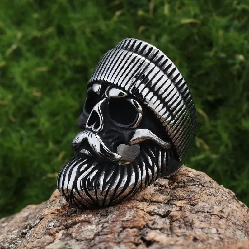 Vintage Hat Skull Stainless Steel Ring