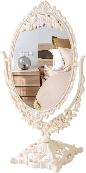 Vintage Metal Desktop Dresser Mirror for Makeup, Large Vanity Stand Mirror