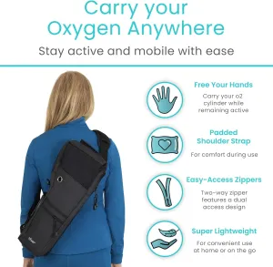 Vive Oxygen Tank Holder Backpack - Portable Carrying Shoulder Bag for Oxygen Cylinders - Healthcare Supplies & Accesories for Traveling - Lightweight, Adjustable Straps (Large)