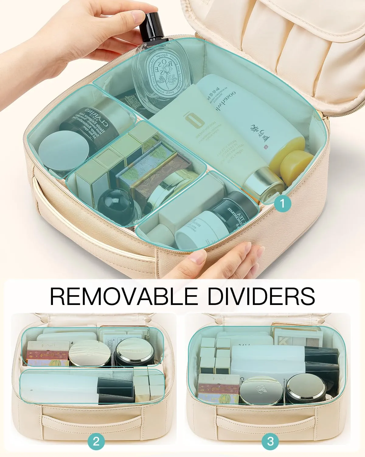 Vlando Travel Gifts for Women,Travel Makup Organizer Bag,Waterproof Makeup Storage Cosmetic Bag，Initial Mothers Day Gifts Graduation Gifts Birthday Gift for Her（Letter S）