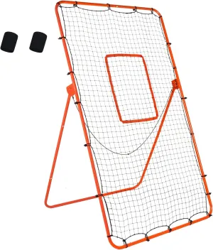 Volleyball Rebounder Net - 4x7ft with 5 Adjustable Angle for Throwing and Pitching Practice,Baseball, Softball and Lacrosse Including a Pair of Wrist Guards