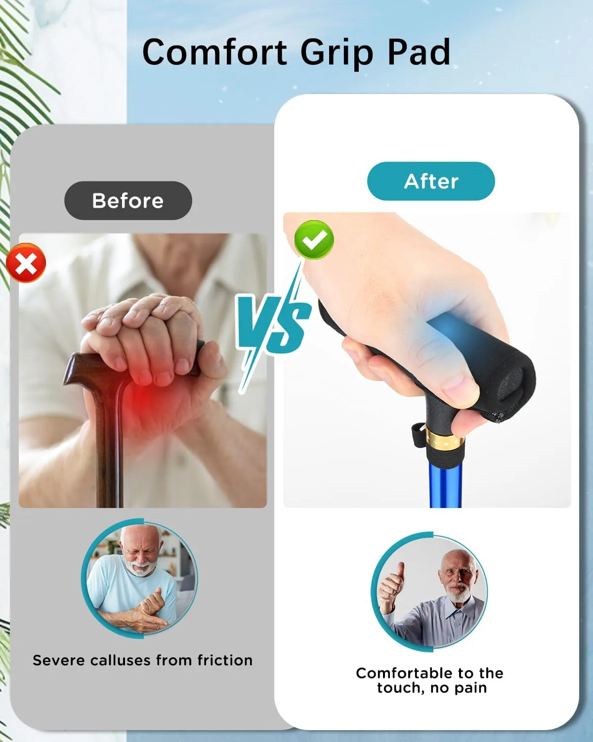 Walking Cane for Men and Women, Folding Adjustable Quad Cane Suitable for 5.4FT-6.3FT, Self Standing Cane with Pad for Seniors for Stability