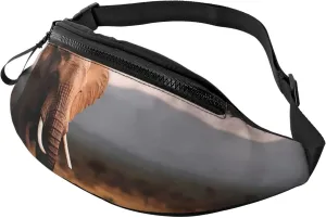 Walking Elephant Fanny Pack for Man Women Waist Bag Adjustable Belt Casual Chest Bag Bum Bags for Travel Sports Running Hiking Waist Packs