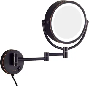 Wall Mount Bathroom Makeup Mirror Vanity Magnifying Double Sided Shaving Mirror Brass Bronze with Electrical Plug (Size : 7X)