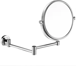 Wall Mounted Makeup Mirror with Magnification,Two-Sided Bathroom Mirror,360°rotatable,The Stand can be Folded and Unfolded,Gifts for Handsome Men and Women, for Makeup and face Cleansing-Silver||5X