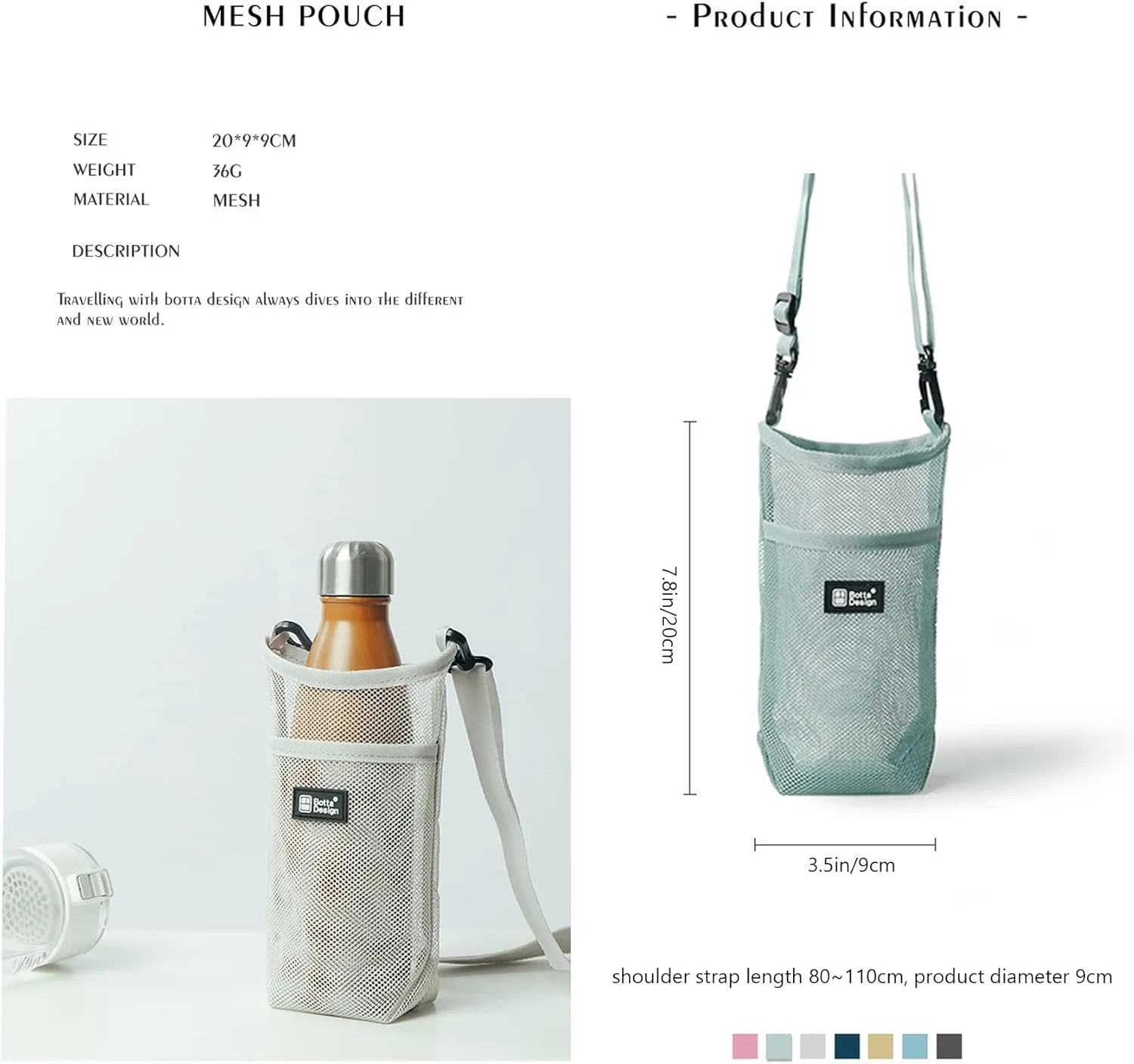 Water Bottle Pouch for 18oz Carrier,Foldable Lightweight Mesh Water Bottle Sleeve Bag for Backpack Hiking Cycling Walking,mix colors6