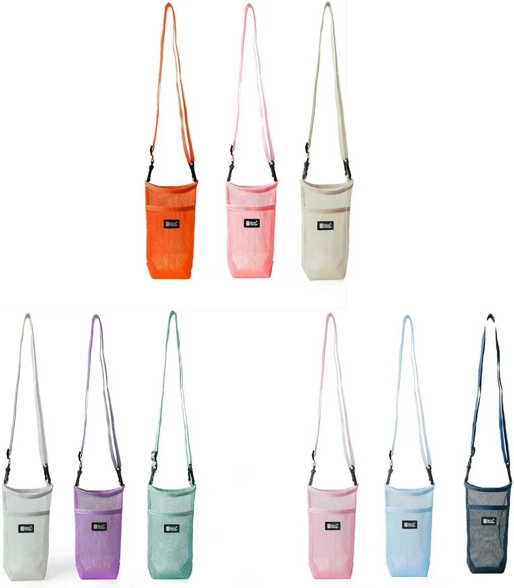 Water Bottle Pouch for 18oz Carrier,Foldable Lightweight Mesh Water Bottle Sleeve Bag for Backpack Hiking Cycling Walking,mix colors6