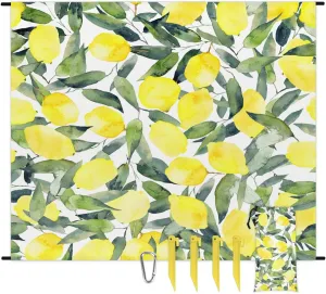Watercolor Lemon Lightweight Beach Blanket Waterproof Sandproof 59"X68" Sand Free Beach Mat with 4 Stakes Compact Outdoor Blanket for Beach Quick Drying Picnic Mat for Travel Camping