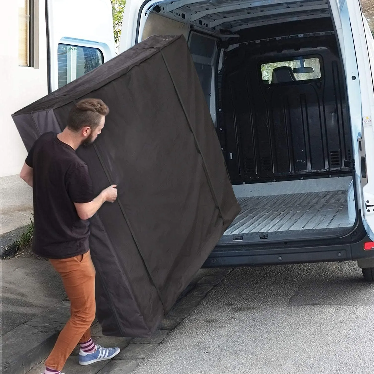 Waterproof Canvas Mattress Storage Bag for Moving and Storage – Reusable Heavy Duty Mattress Bag with Zipper and Lifting & Moving Straps(Black, King)